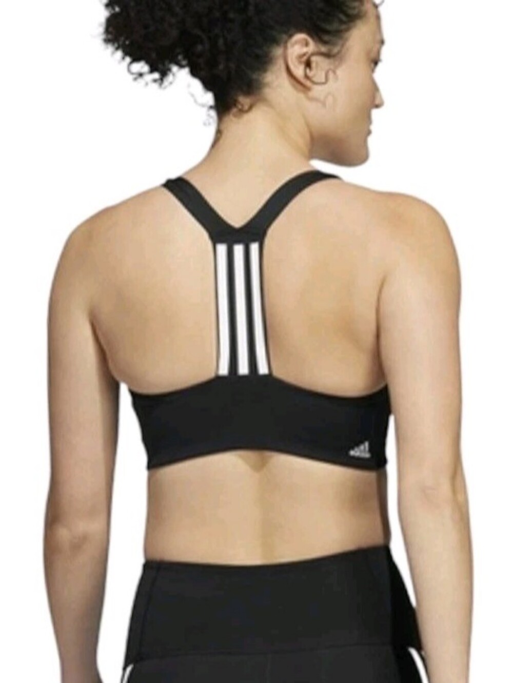 ADIDAS Women Aeroimpact Support Training Sport Bra Black White Stripes Size M - Picture 1 of 9